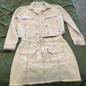 White denim zara skirt and jacket set